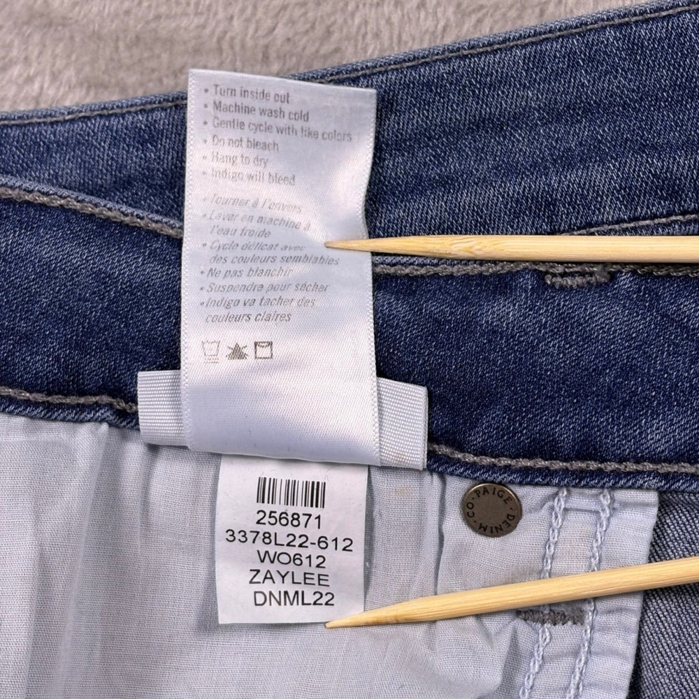 PAIGE Rory Crop Flare Jeans Blue‎ Distressed Raw Hem Size 31 (Msr 32x25) - Picture 9 of 15